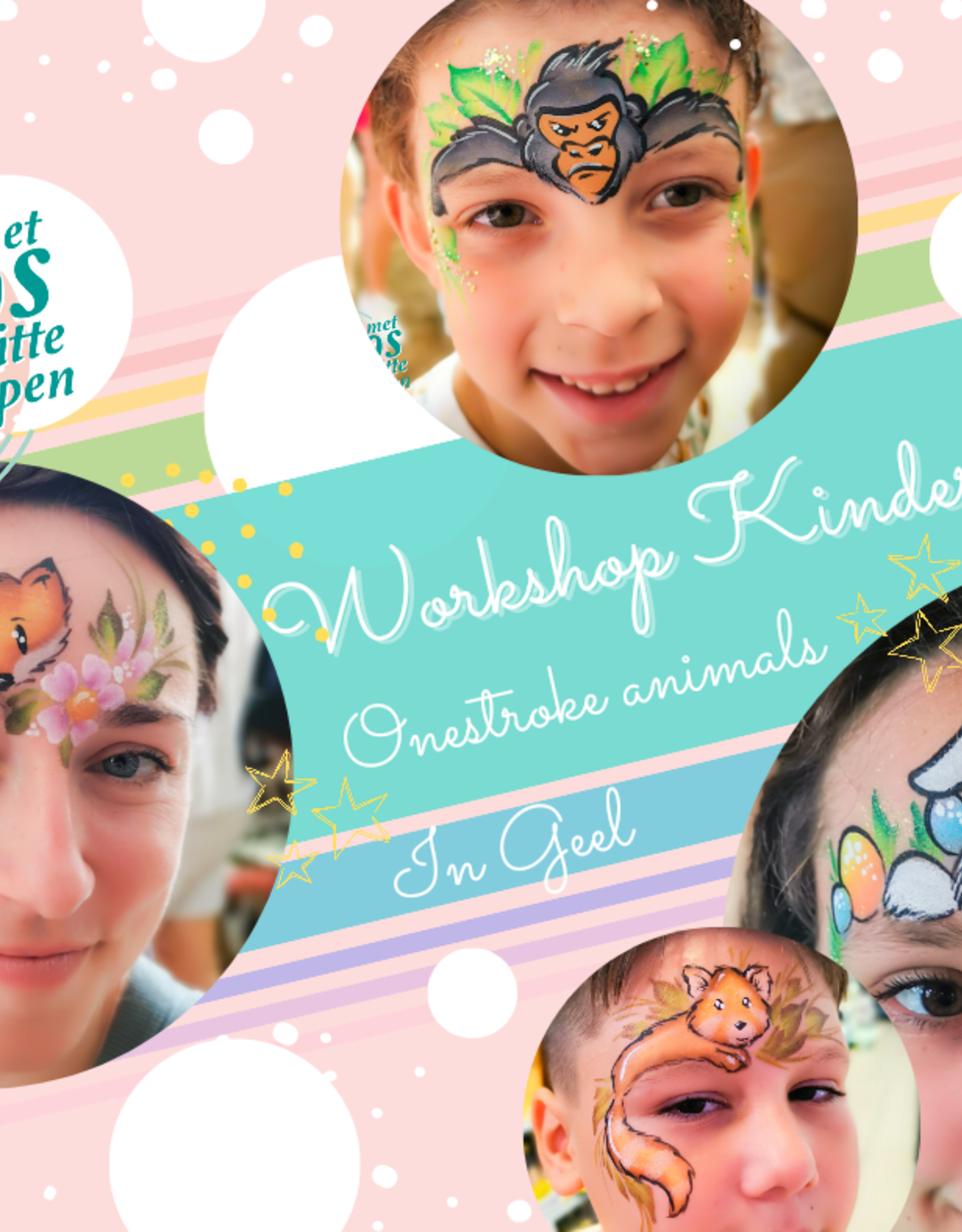 Roos met Witte Stippen Workshop 3 juli -  Thema Onestroke diertjes