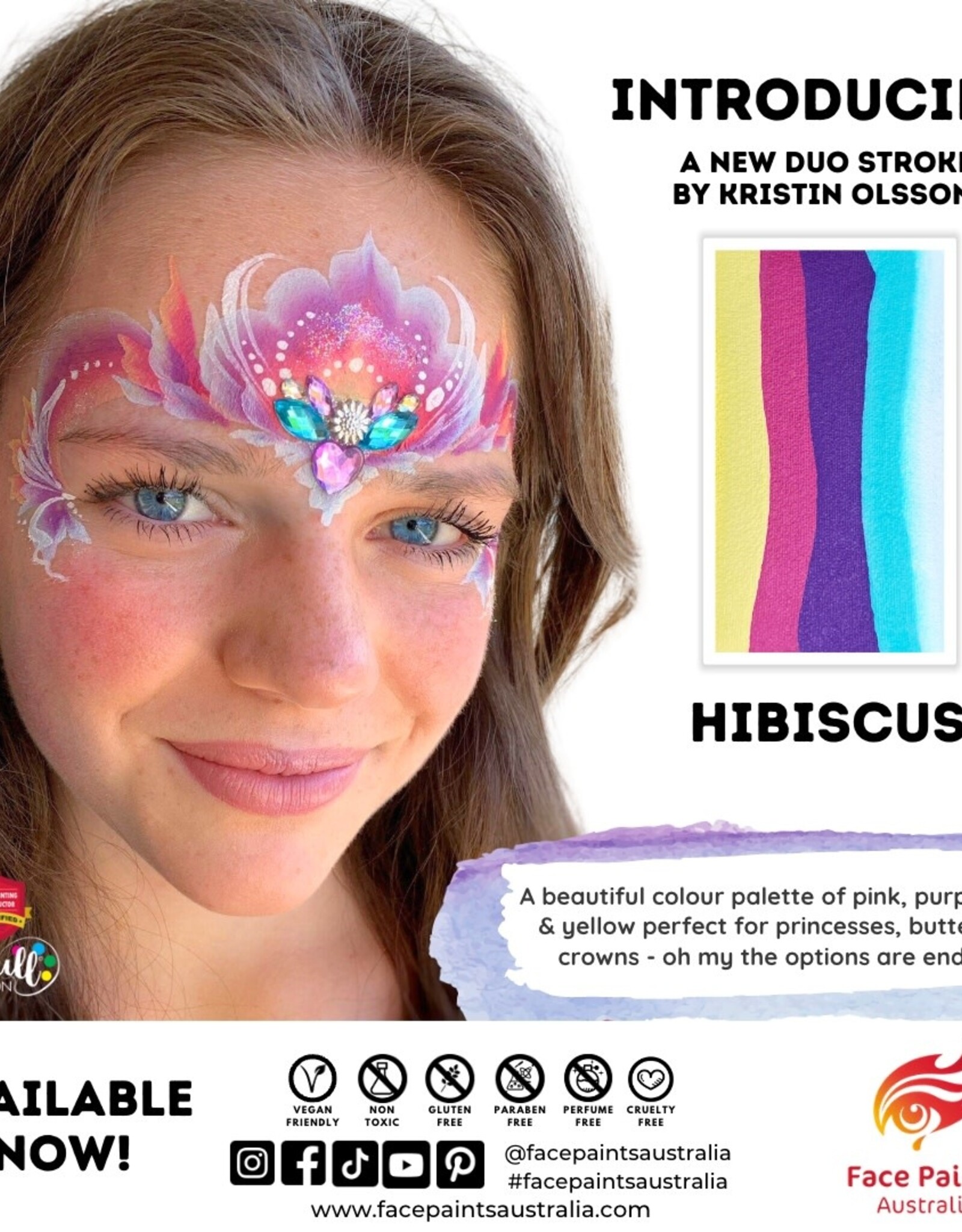 Face Paints Australia Hibiscus Brush combo  FPA - 28g - Kristin Olsson collection