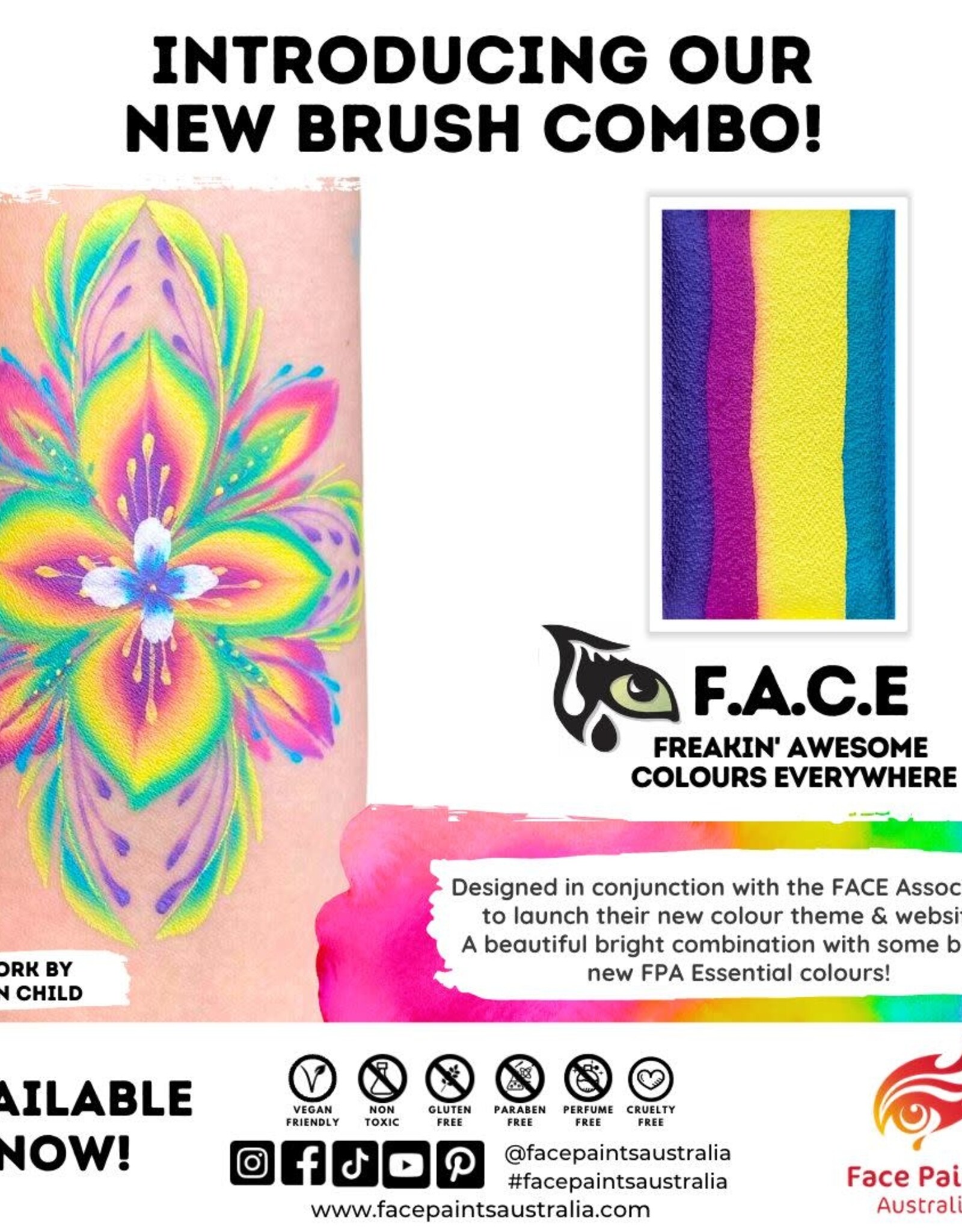 Face Paints Australia F.A.C.E.  Brush combo  FPA - 28g