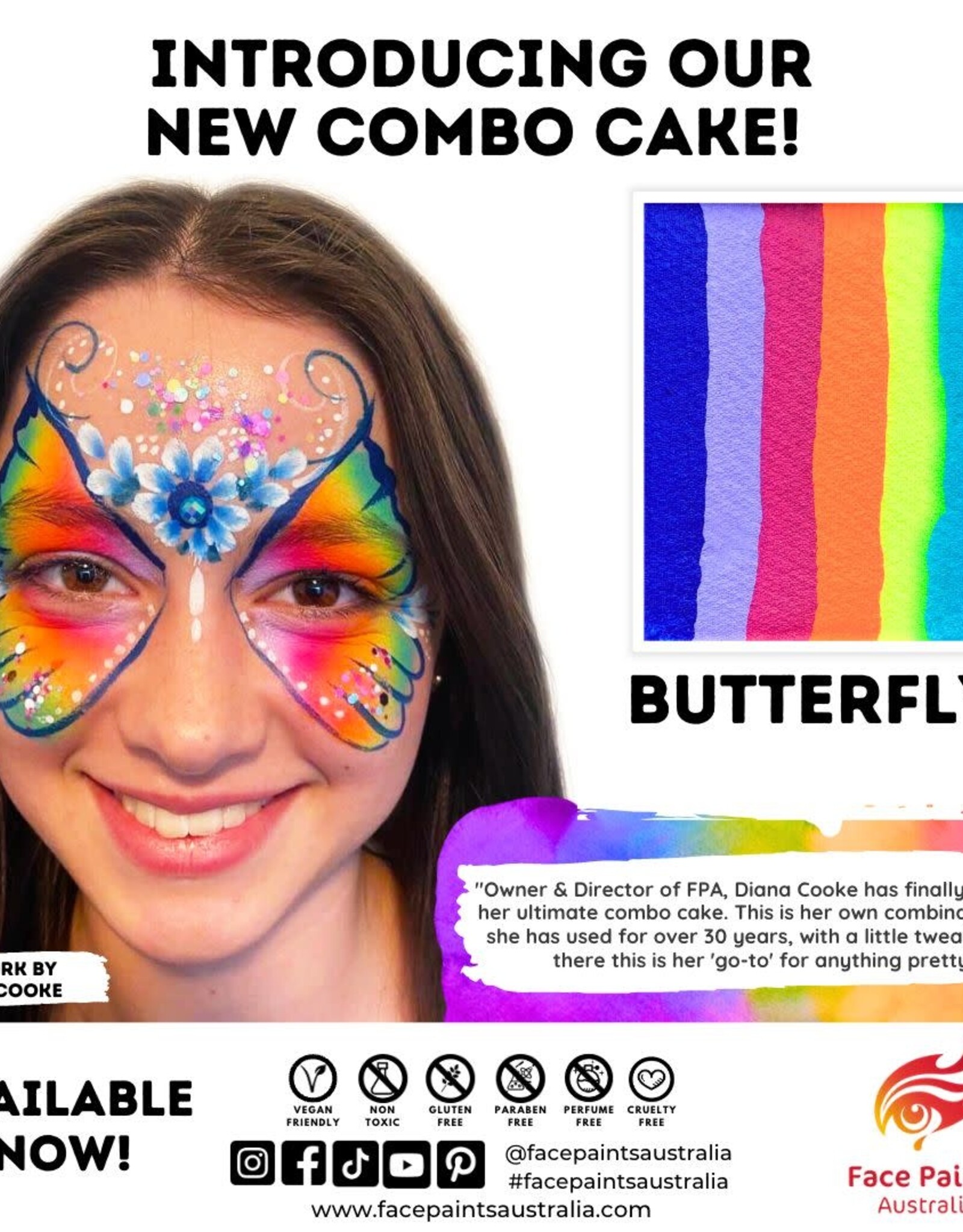 Face Paints Australia Butterfly combo Cake  FPA - 50g