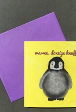 snoetjes vol sproetjes Kaartje Pinguin vierkant - warme donzige knuffel