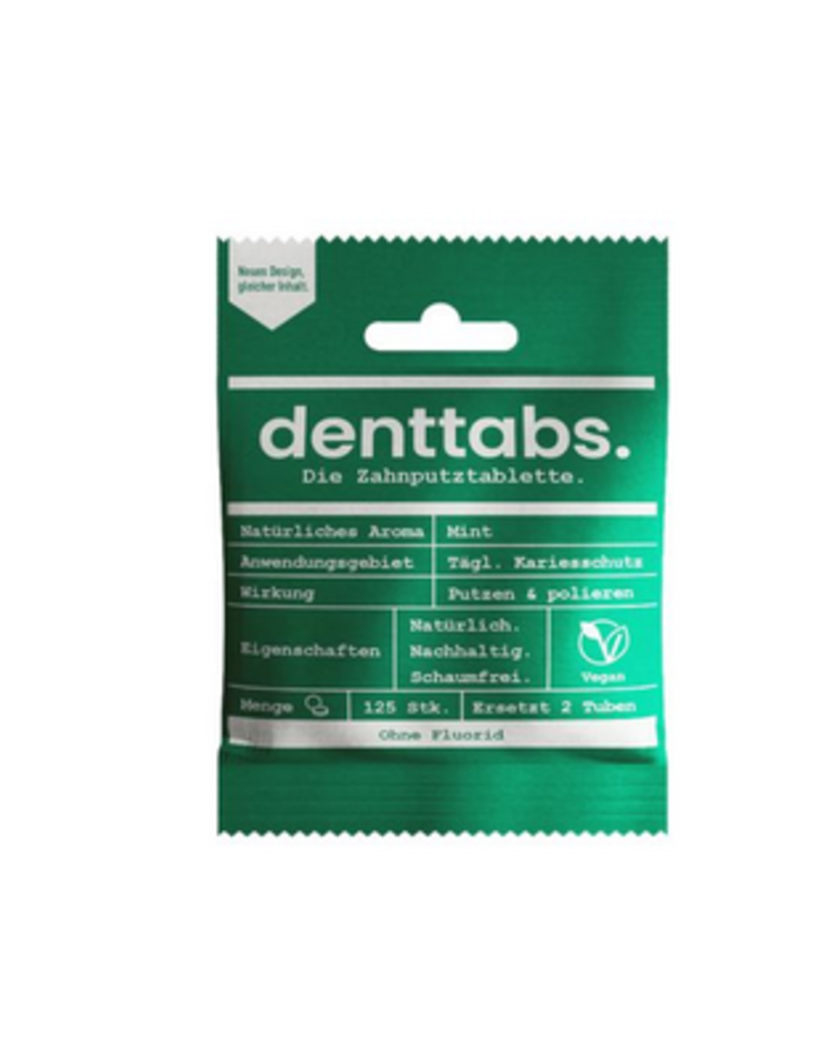 Denttabs Denttabs Tandenpoets tabletten zonder fluoride 125 stuks