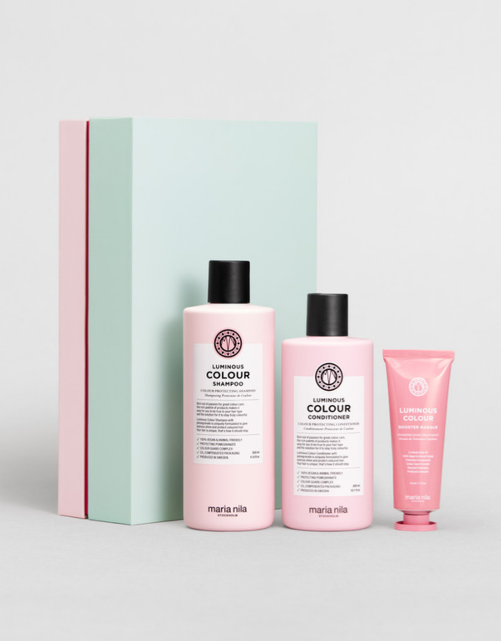 Maria Nila Maria Nila Beauty Box Luminous Colour - Shampoo 350 ml​​ / Conditioner 300 ml/ Booster Masque 50 ml