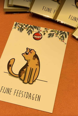 Maanblik Postkaart fijne feestdagen - rode kerstbal