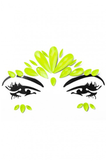 PartyXplosion Neon gezichtssteentjes - face jewels - Neon glow gezichtssticker geel