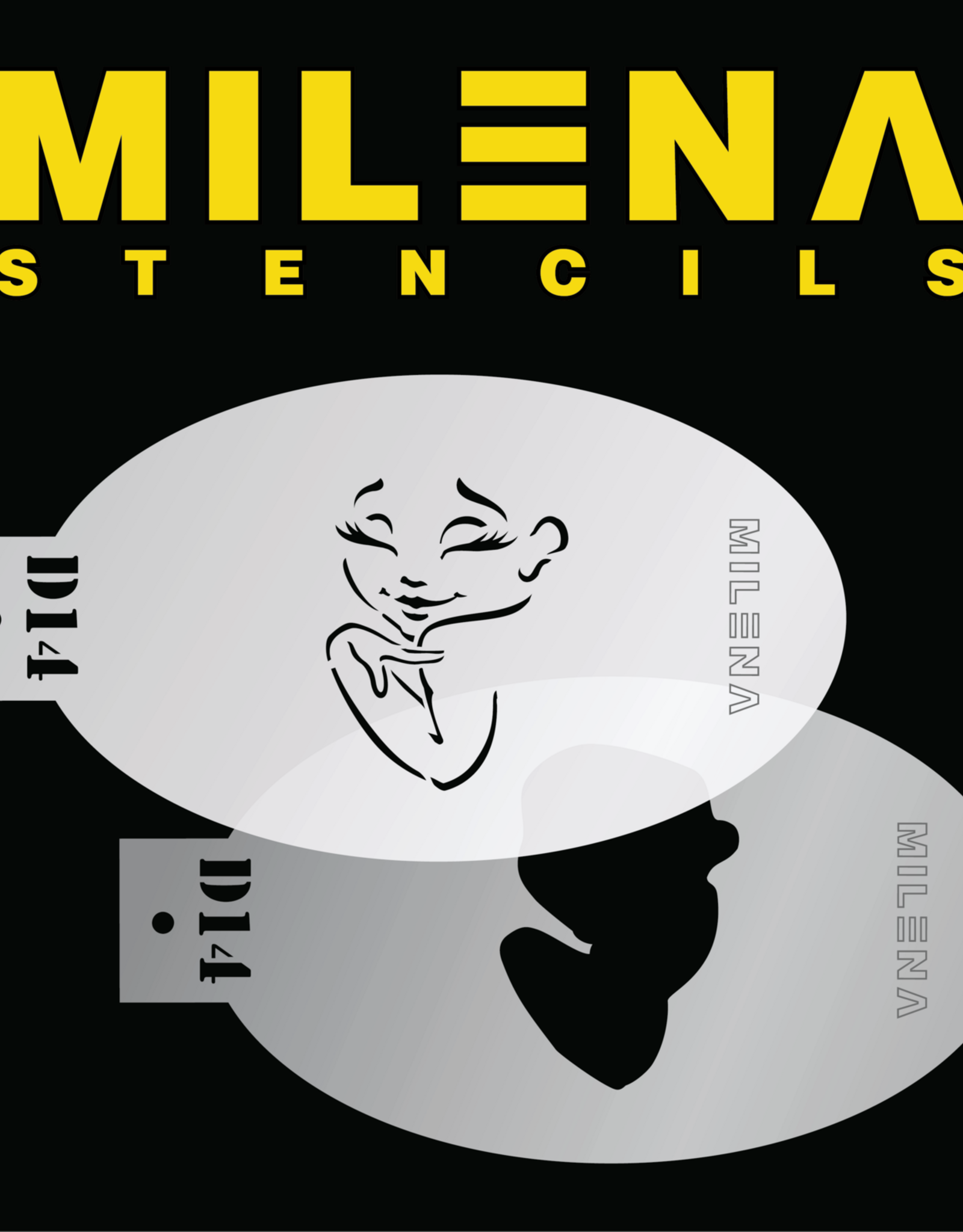 Milena Stencils Milena D14 stencil meisje kijkend over schouder (Sweet Face Dreamy Eyes)