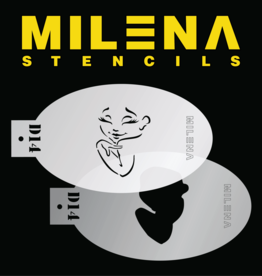 Milena Stencils Milena D14 stencil meisje kijkend over schouder (Sweet Face Dreamy Eyes)