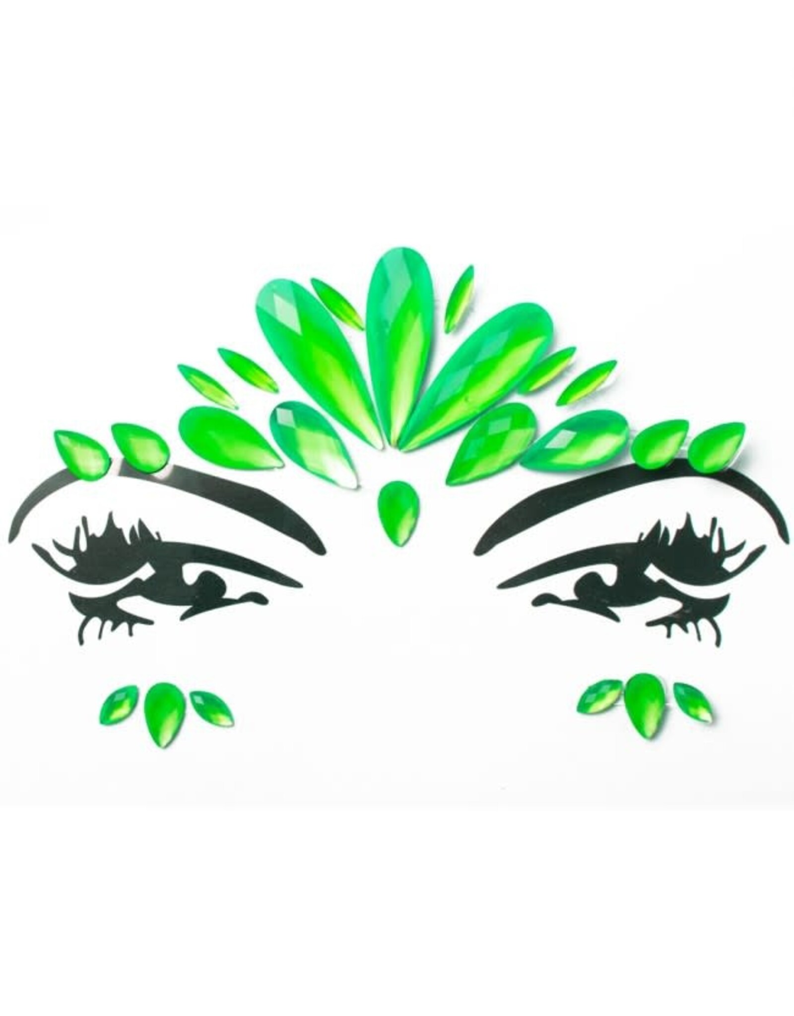 PartyXplosion Neon gezichtssteentjes - face jewels - Neon glow gezichtssticker groen