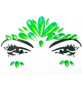 PartyXplosion Neon gezichtssteentjes - face jewels - Neon glow gezichtssticker groen