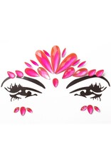 PartyXplosion Neon gezichtssteentjes - face jewels - Neon glow gezichtssticker roos