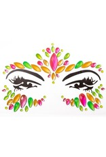 PartyXplosion Neon gezichtssteentjes - face jewels - Neon glow gezichtssticker multi