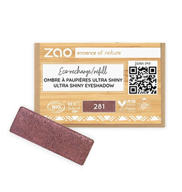 Zao ZAO Bamboe Oogschaduw Refill (rechthoekig) Ultra Shiny 281 (Burgundy Sequin) 1.3 gram