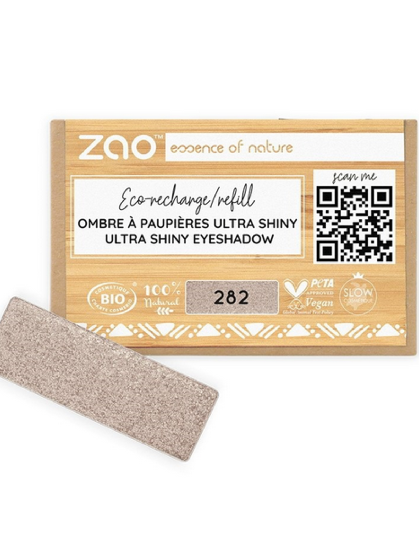 Zao ZAO Bamboe Oogschaduw Refill (rechthoekig) Ultra Shiny282 (Lilac Silver) 1.3 gram