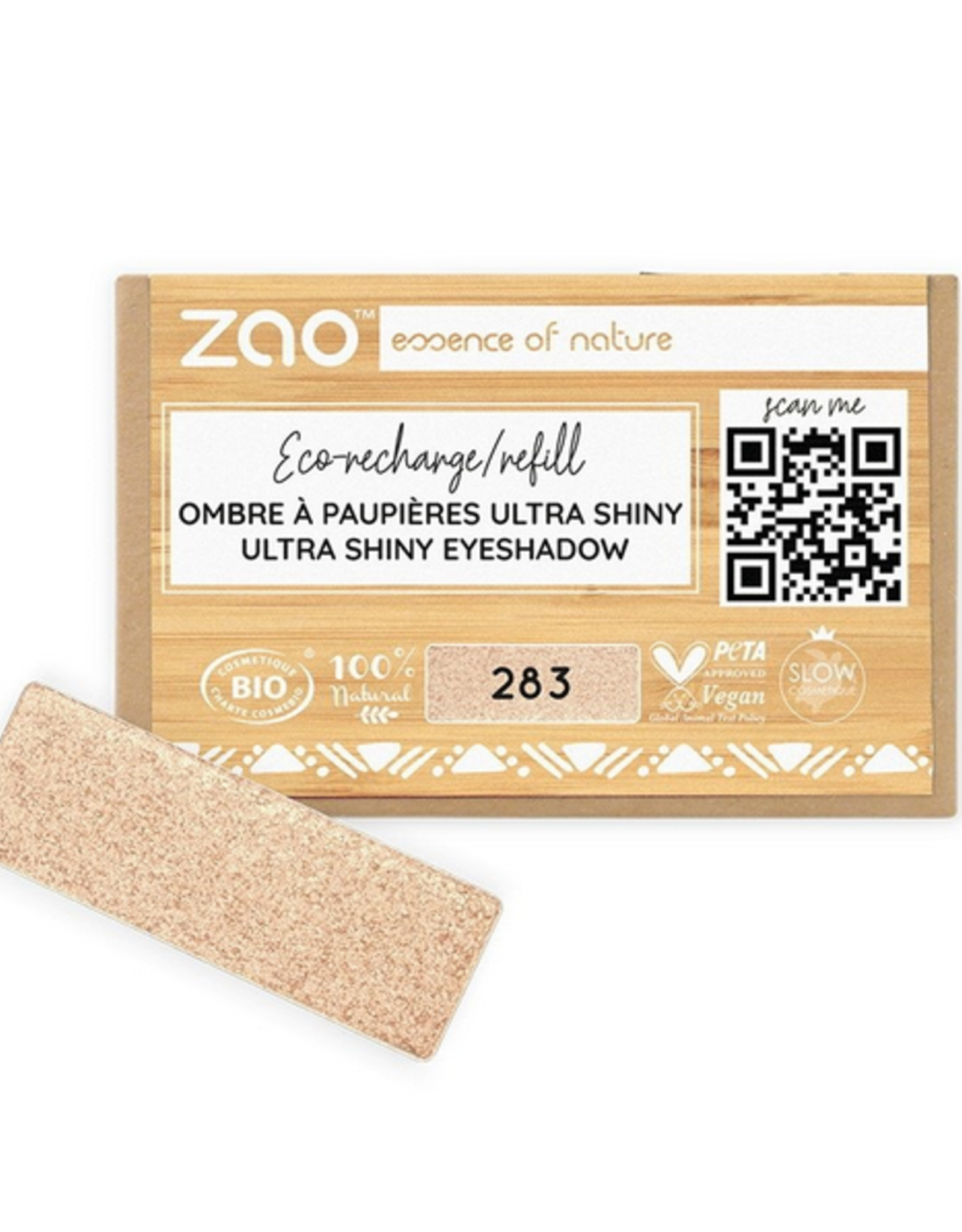 Zao ZAO Bamboe Oogschaduw Refill (rechthoekig) Ultra Shiny283 (Gold) 1.3 gram