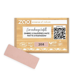 Zao ZAO Bamboe Oogschaduw Refill (rechthoekig) Matte 208 (Pink Nude) 1.3 gram