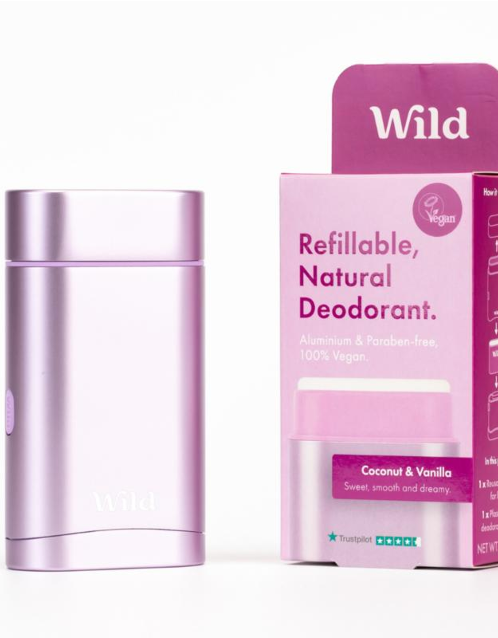 Wild Natural deodorant purple case & coconut & vanilla 40g