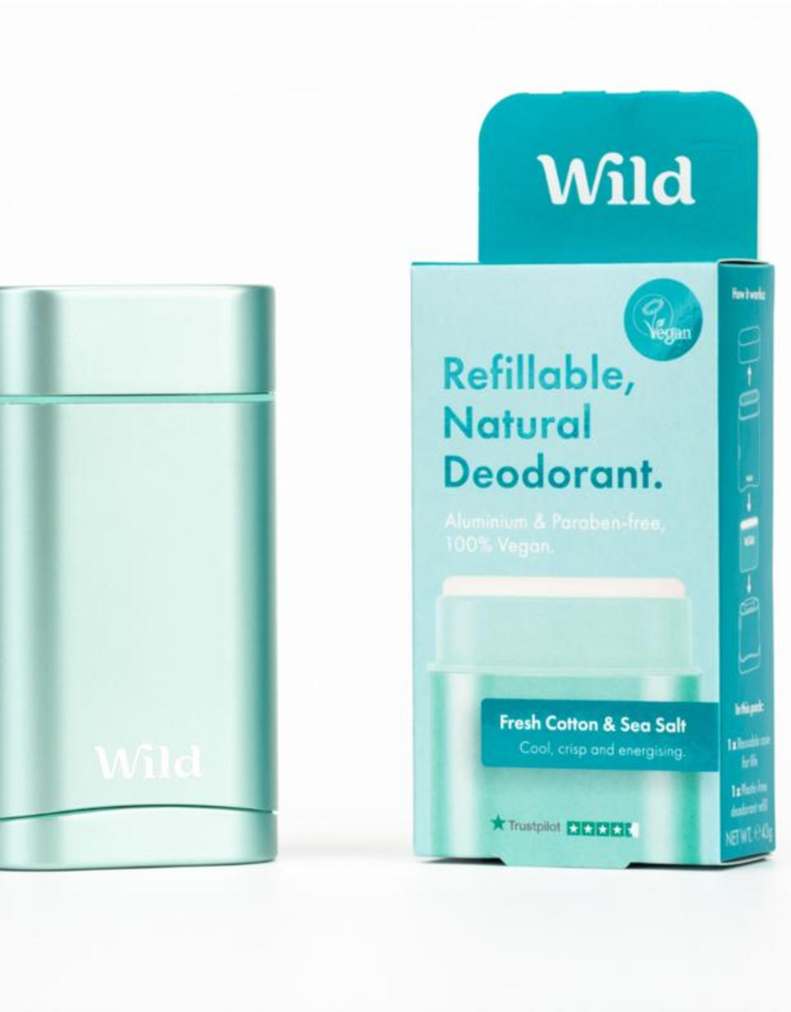 Wild Natural deodorant aqua case & fresh cotton seasalt 40g