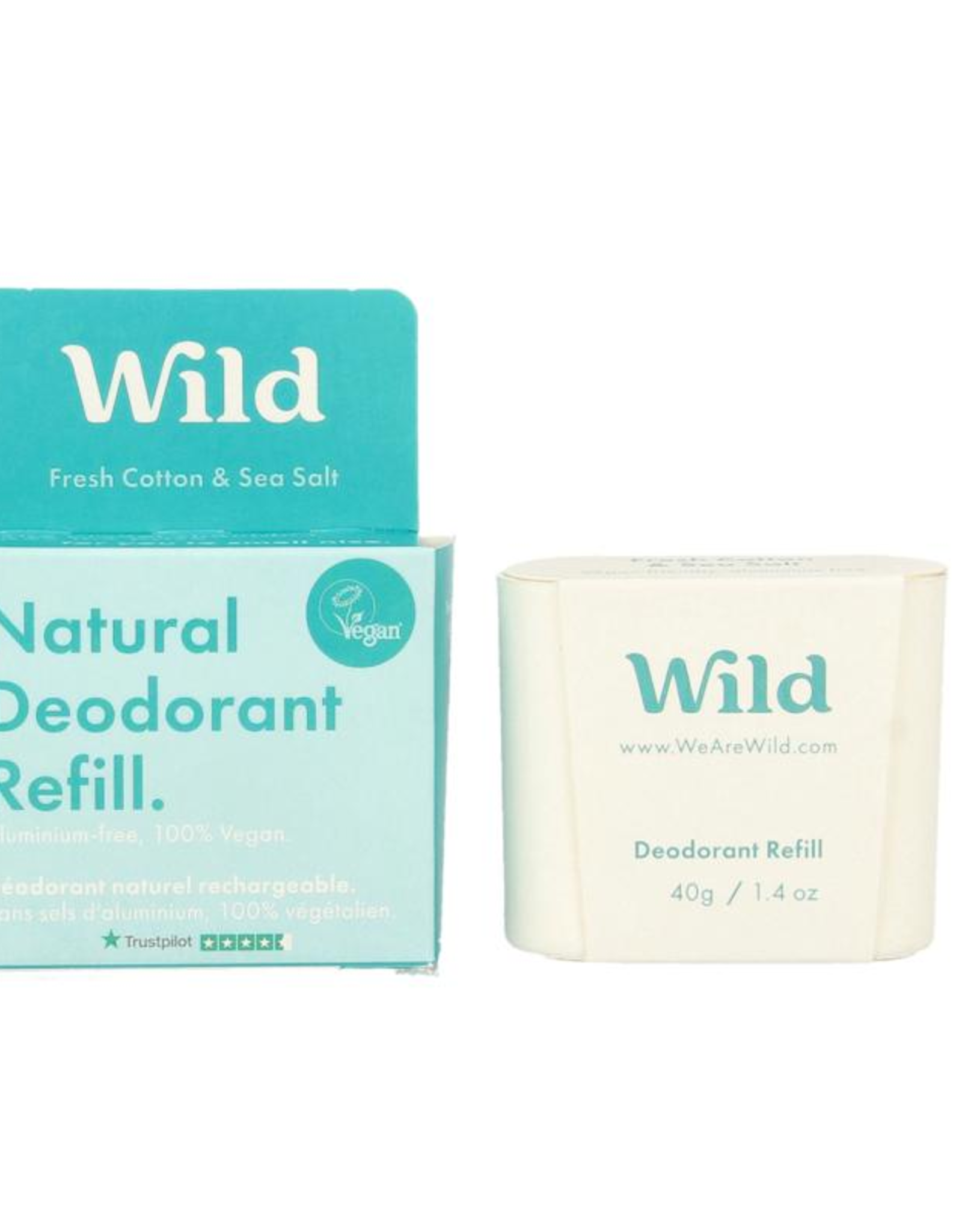 Wild Natural deodorant fresh cotton & sea salt refill 40g