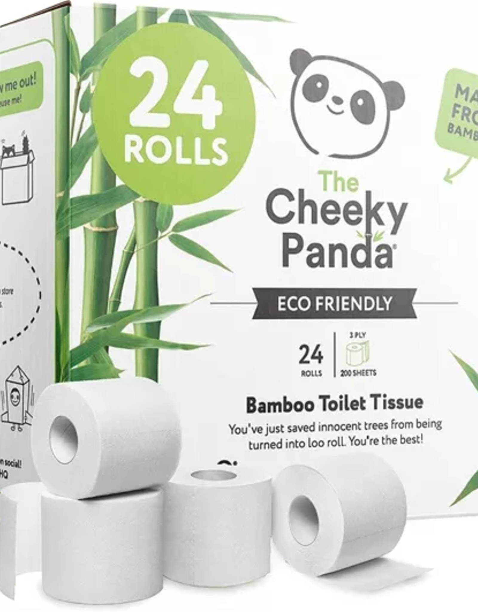 The Cheeky Panda The Cheeky Panda - Bamboo Toilet papier Bulk Box 24 rolls - 200 sheets per rol (3-lagig)