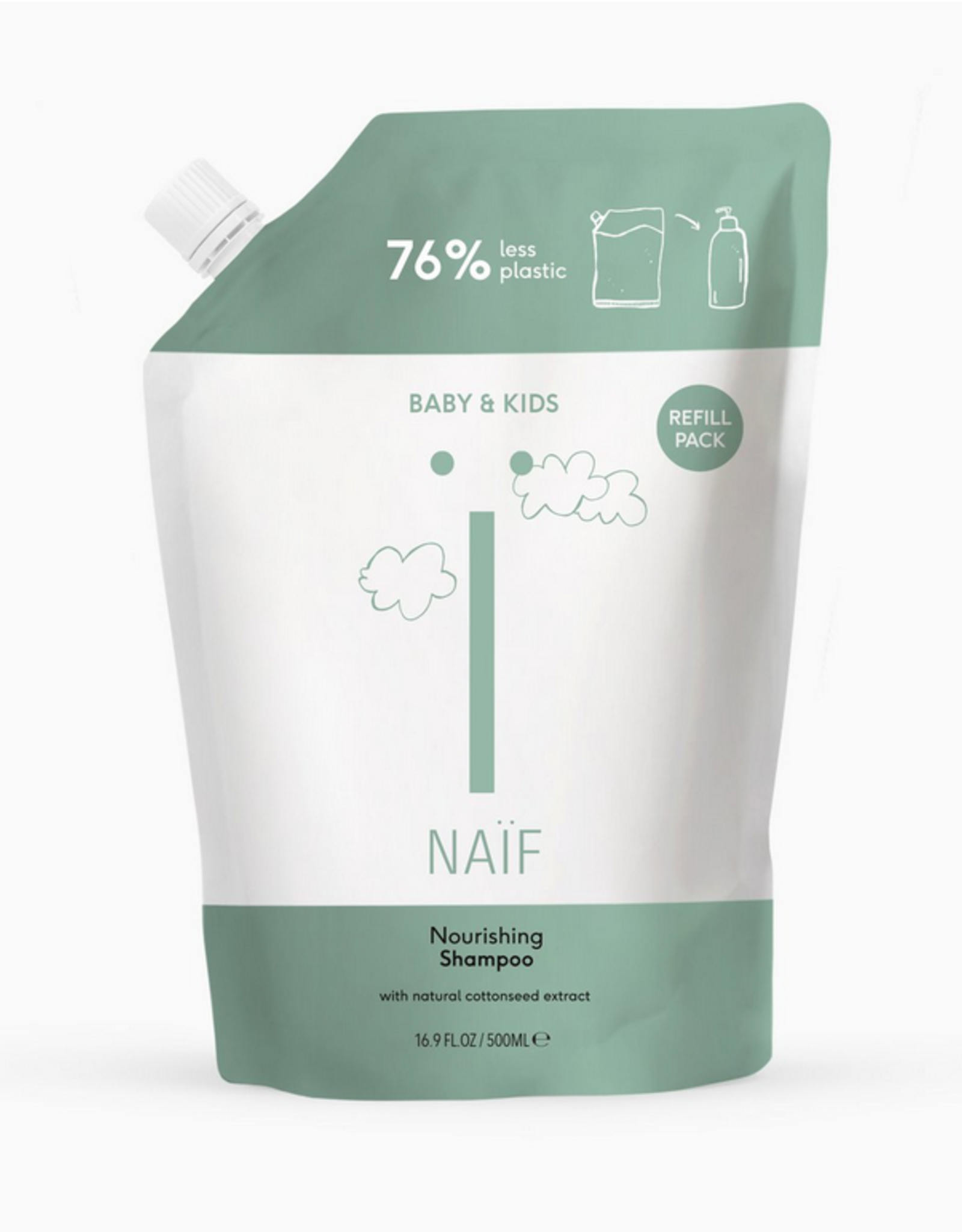 Naïf Naïf Voedende Shampoo voor Baby & Kids Navulverpakking 500ml