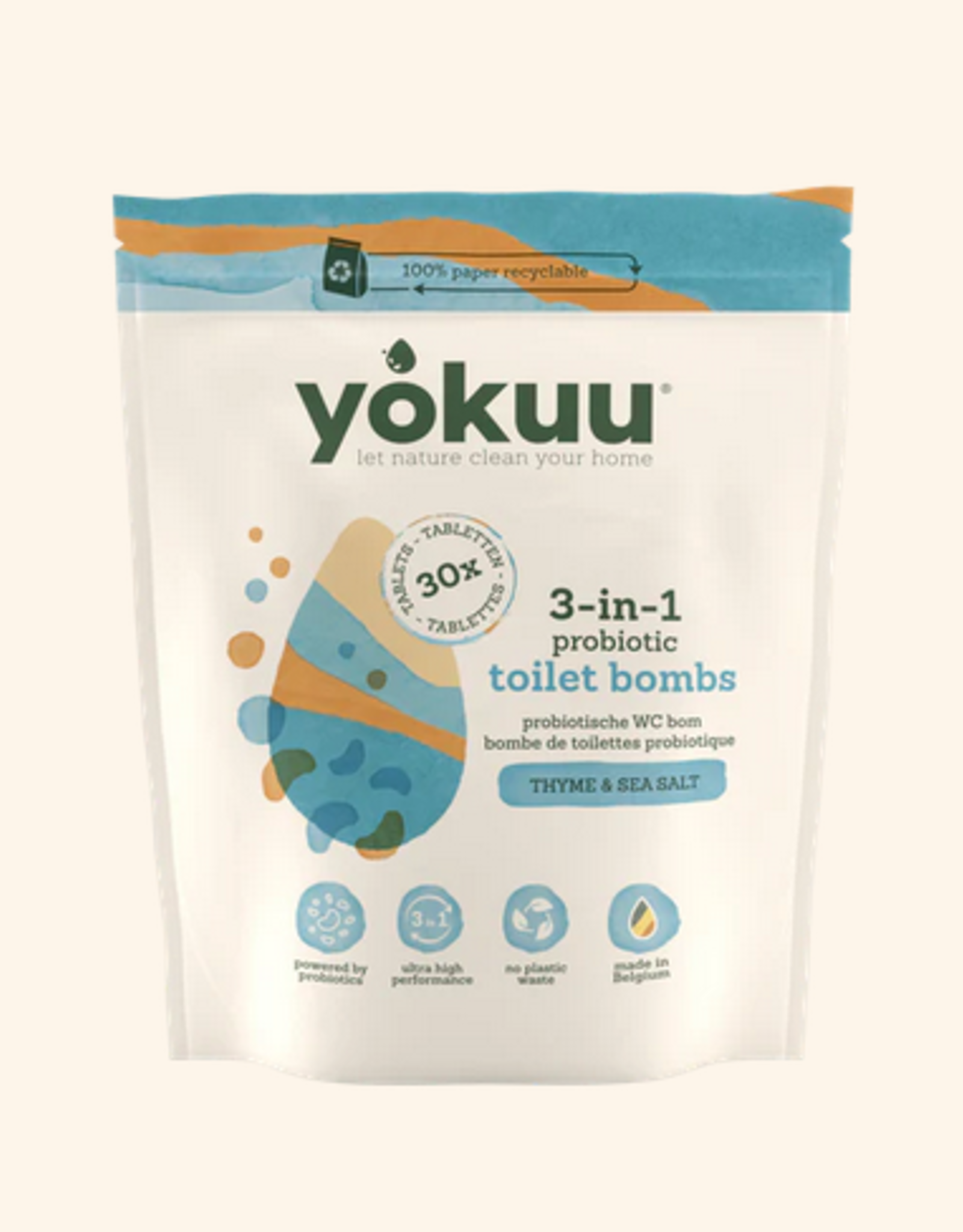 Yokuu Yokuu Toilet Bomb WC tabletten 3-in-1 - Thyme/Sealsalt - 30 stuks