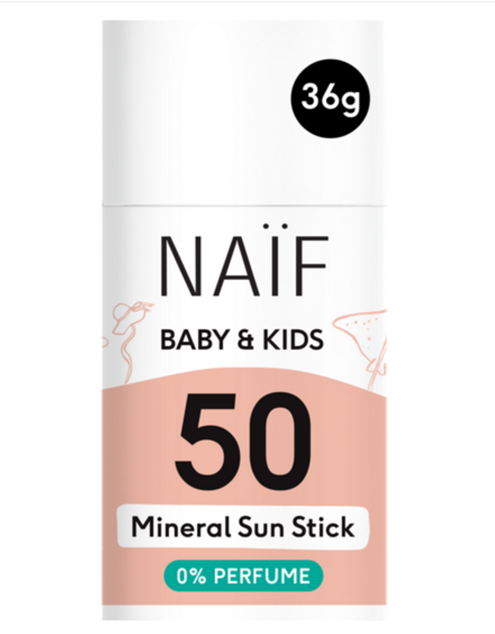 Naïf Naïf Minerale Zonnebrand Stick 0% parfum voor Baby & Kids Factor 50 36G