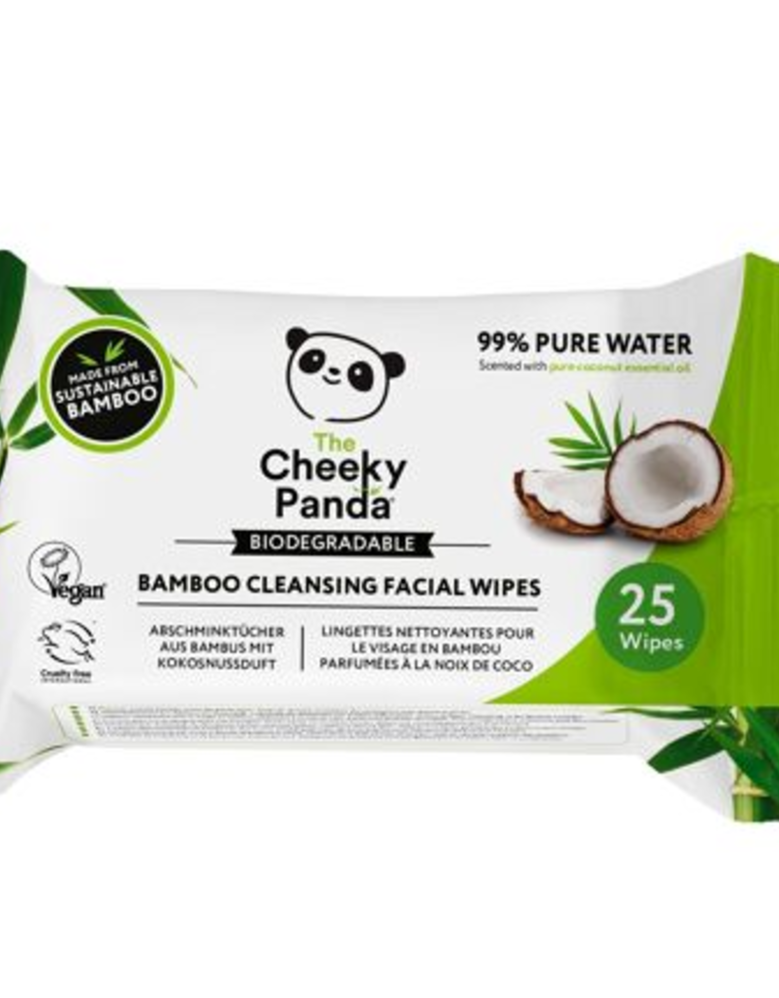 The Cheeky Panda Biodegradable Facial Wipes  pure coconut 25 st