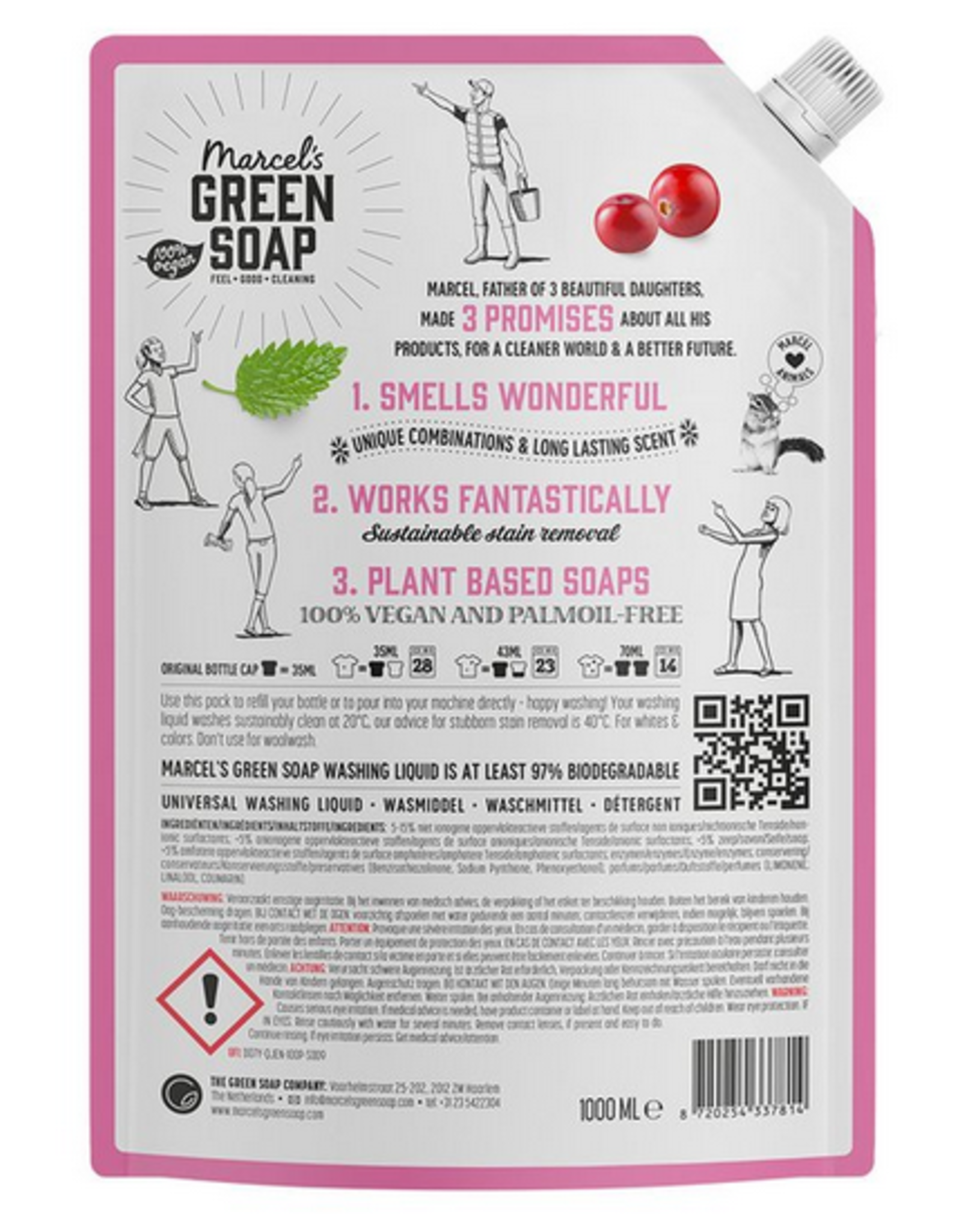 Marcel's Green Soap Universeel Wasmiddel Patchouli Cranberry Refill 1 liter