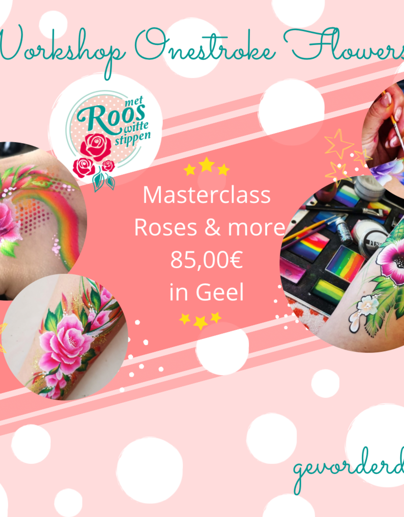 Roos met Witte Stippen Workshop 19 juni -  Onestroke Flowers