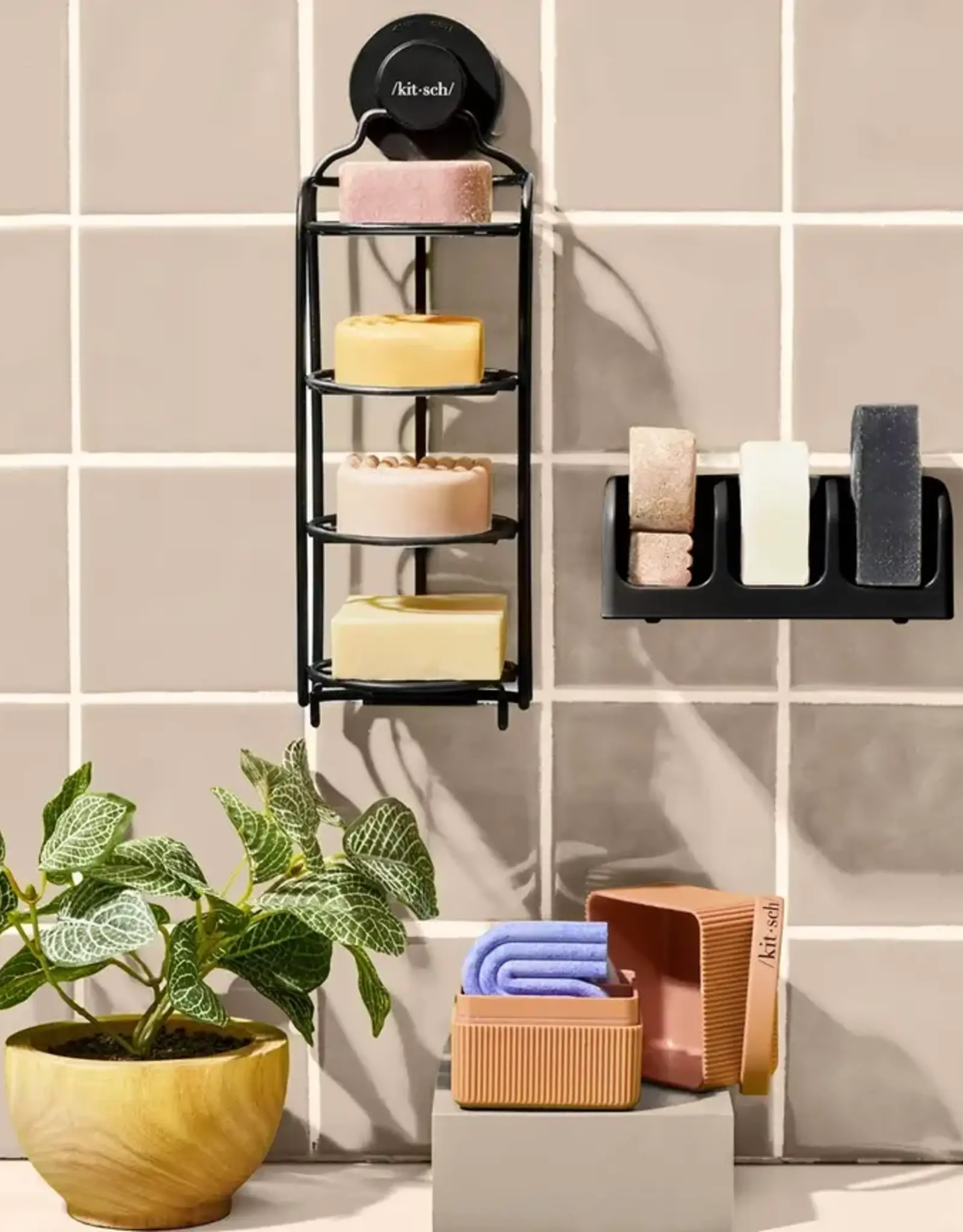 Kitsch Self-Draining zeepbakje - Zwart - voor 3 zepen