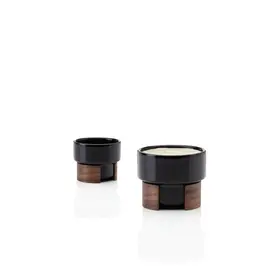 Tonfisk WARM cappuccino cup - 16 cl (Set of 2) - zwart/walnootfineer