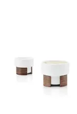 Tonfisk WARM cappuccino cup - 16 cl (Set of 2) - wit/walnootfineer