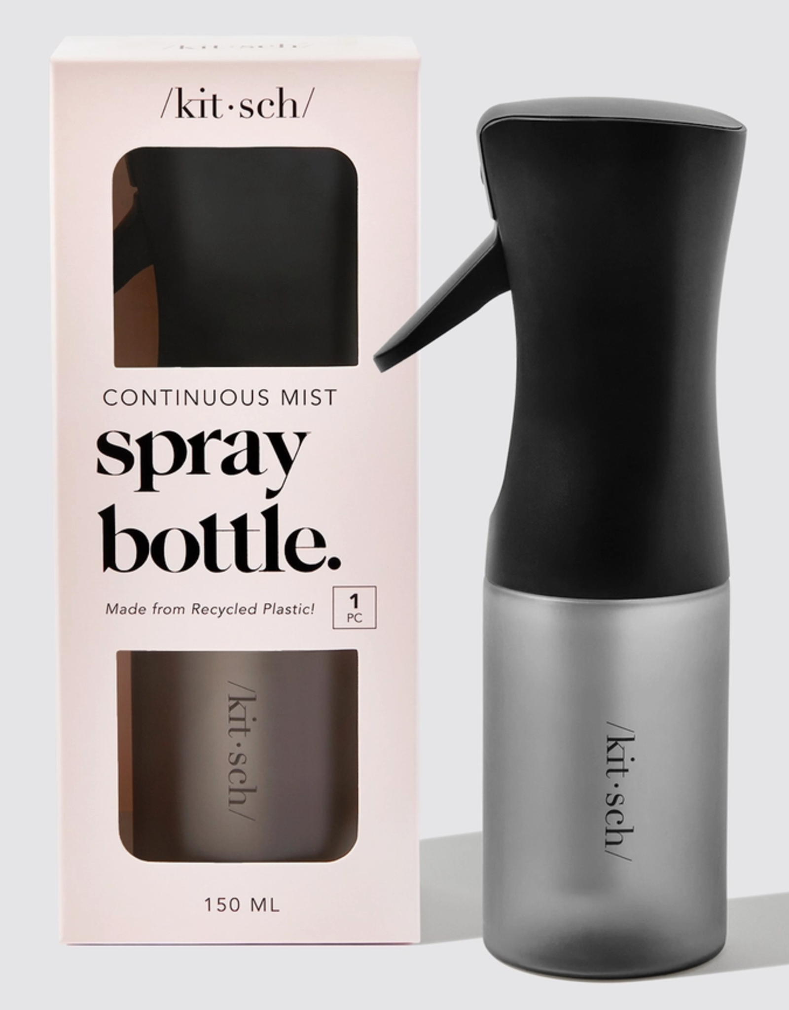 Kitsch Recycled Plastic Continuous Spray Bottle - Black 150ml