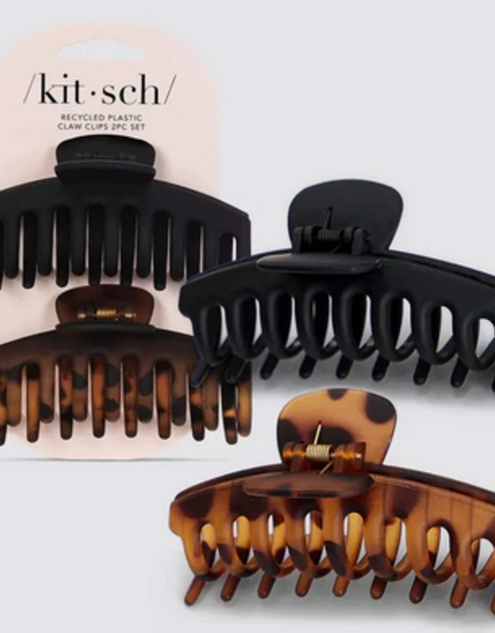 Kitsch Recycled Plastic Oversized Matte Claw Clips 2pc Set