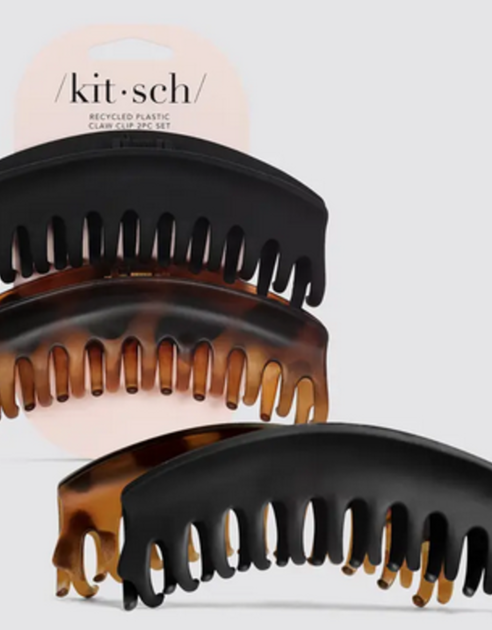 Kitsch Recycled Plastic Large Dome Claw Clips 2pc - Black & Tort