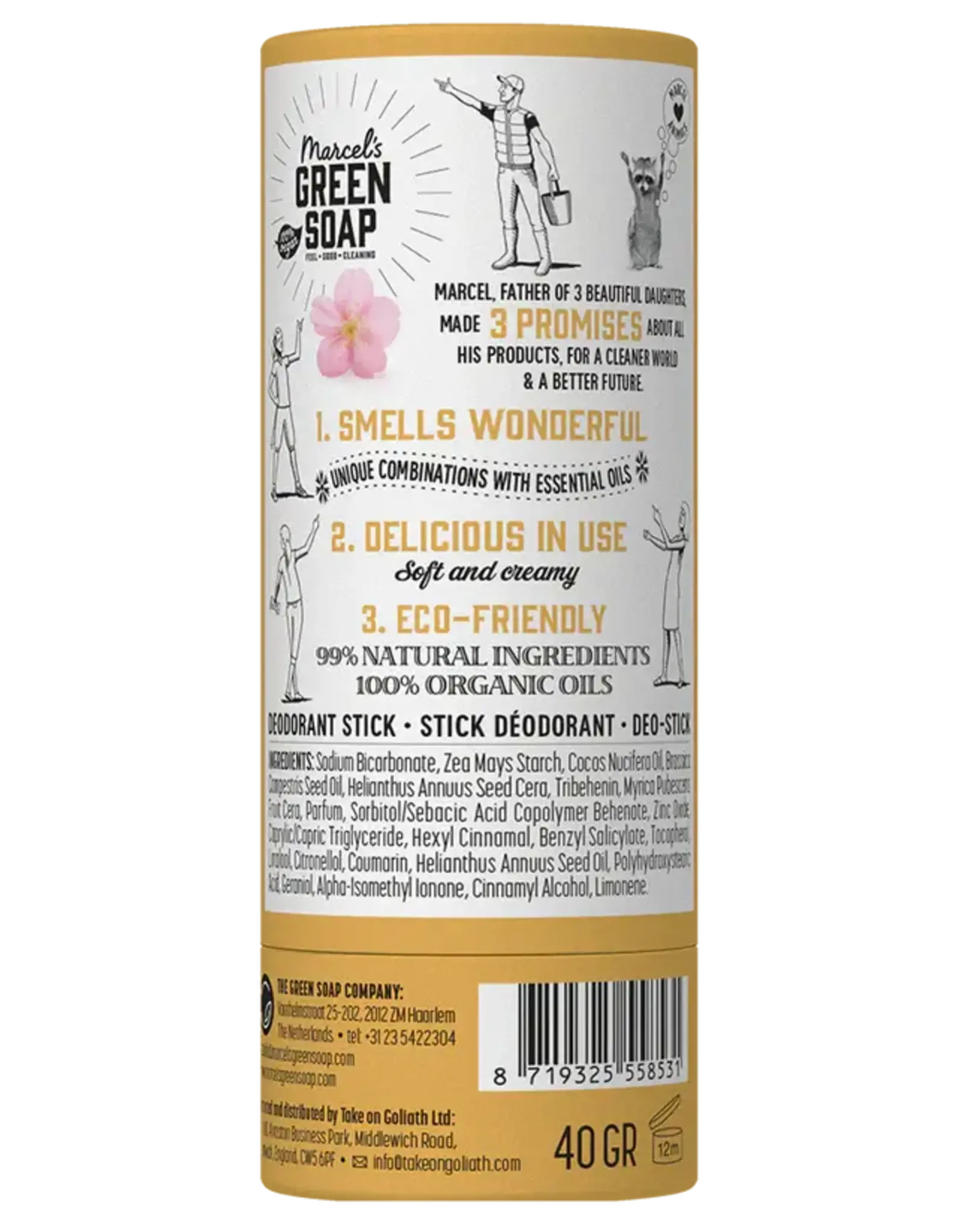 Marcel's Green Soap Deodorant stick vanilla & cherry blossom 40g