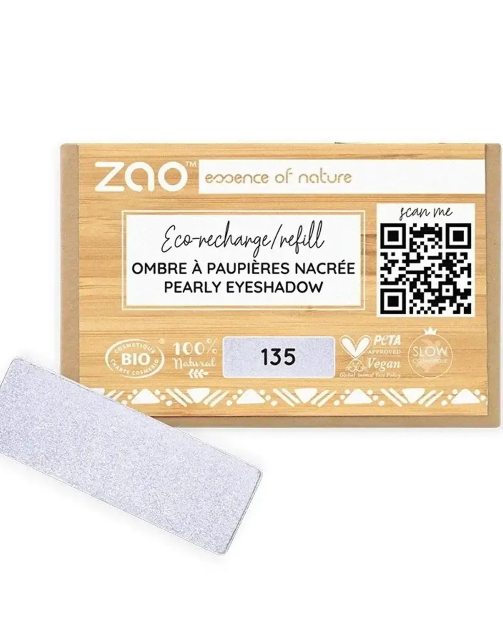 Zao ZAO Bamboe Oogschaduw Refill (rechthoekig) Pearly Lilac 135 - 1.3 gram