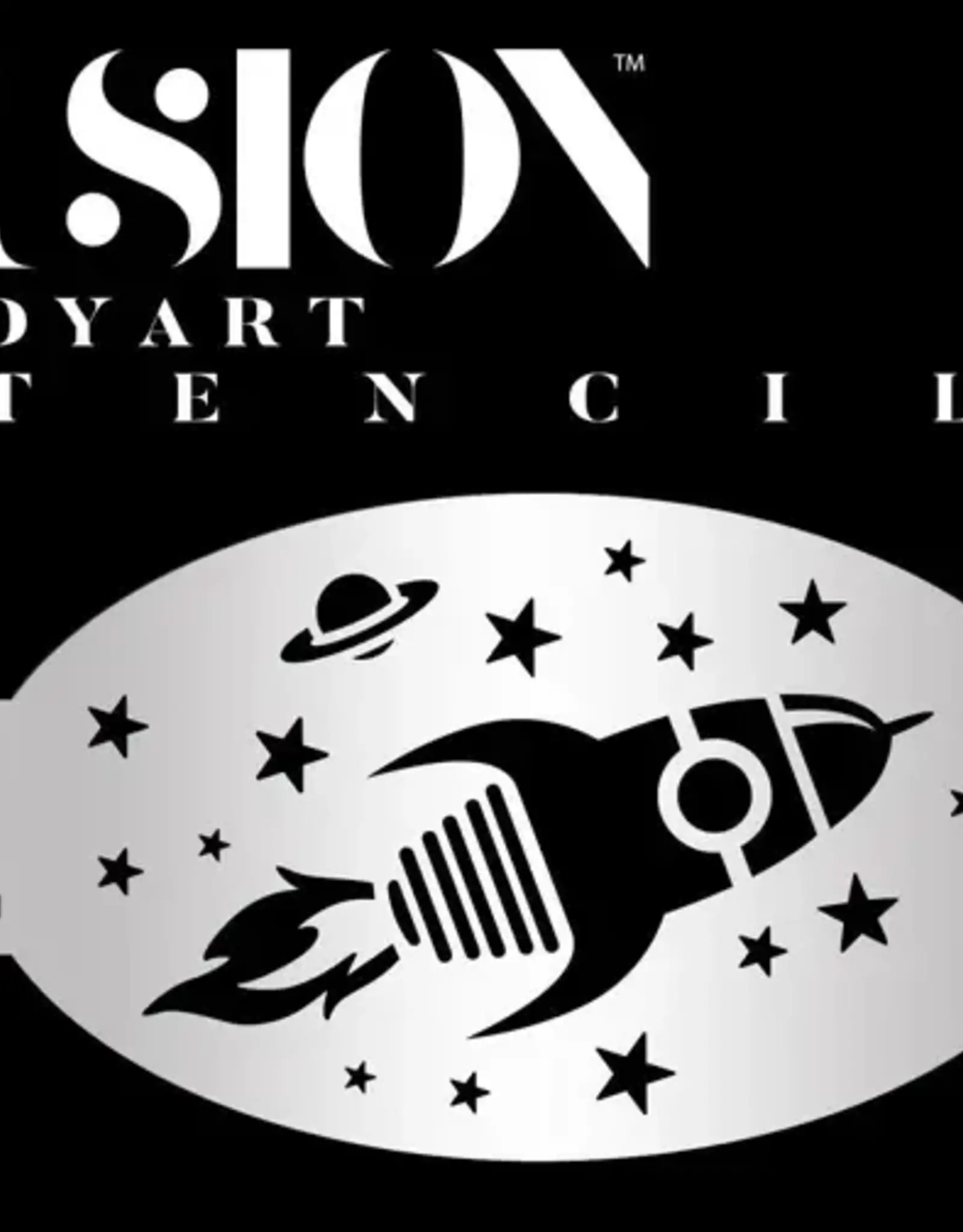 Fusion Blast Off Spaceship & Stars Face Paint Stencil - FS10