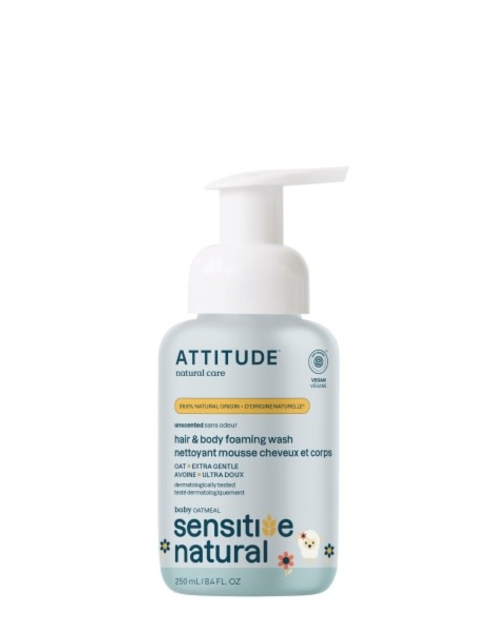 Attitude Attitude Sensitive Baby Hair & Body Foaming Wash 2 in 1 - 250 ml
