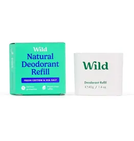 Wild Natural deodorant fresh cotton & sea salt refill 40g
