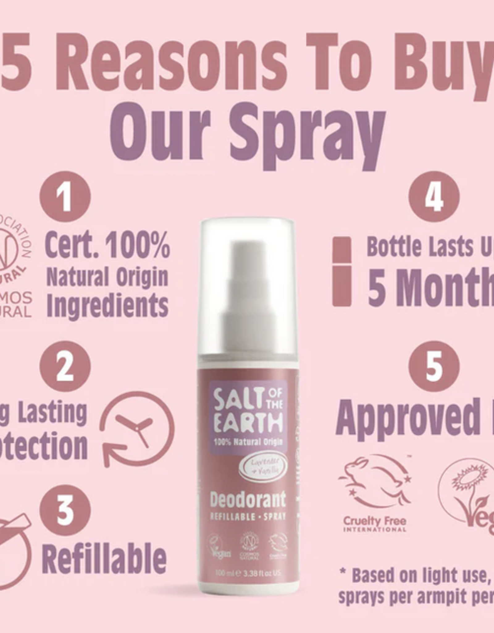 Salt of the Earth Lavender & Vanilla  natuurlijke deo pure aura spray 100 ml