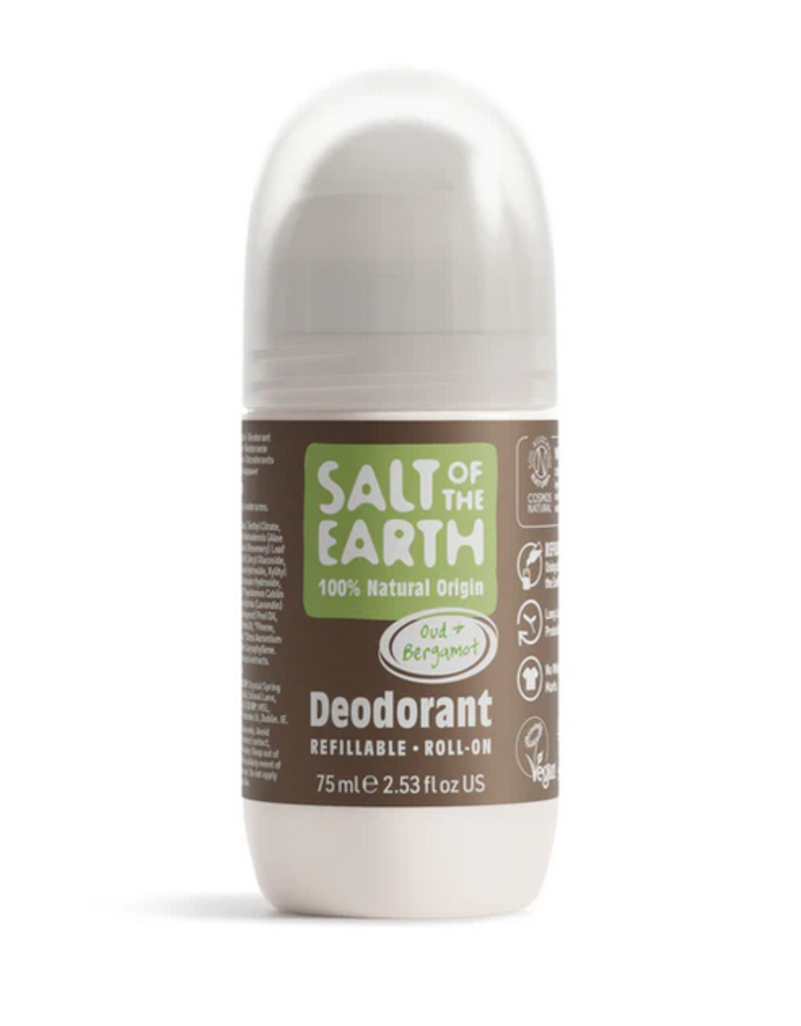 Salt of the Earth Oud & Bergamot Refillable Roll-On Deodorant COSMOS Natural 75ml