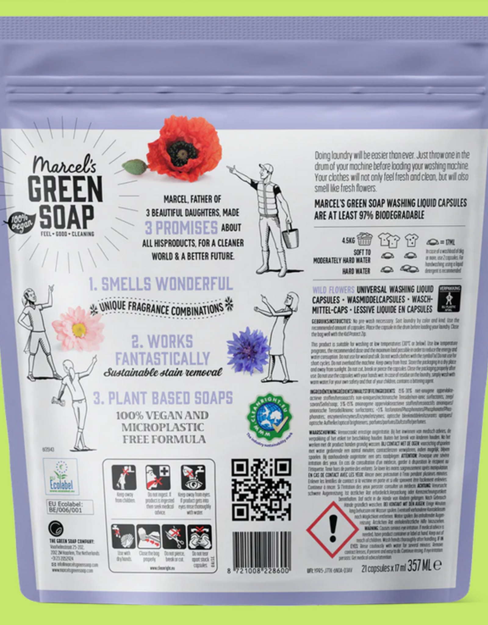 Marcel's Green Soap Universele Wascapsules - wilde bloemen 21 capsules