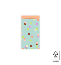 House of Products Cadeauzakje - Party Confetti Pistache - Peach - 7 x 13 cm - per stuk