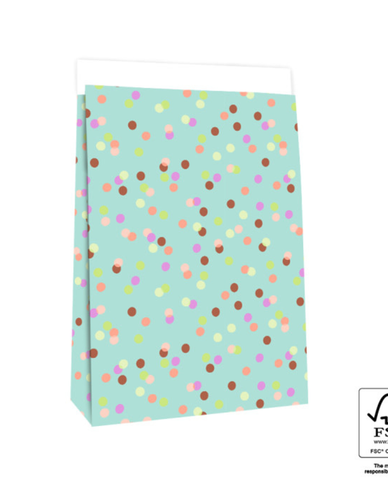 House of Products Blokbodemzak - Party Confetti Pistache - 27 x 15 x 34 cm - per stuk