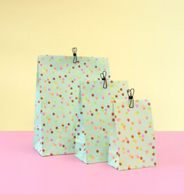 House of Products Blokbodemzak - Party Confetti Pistache - 27 x 15 x 34 cm - per stuk