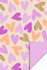 House of Products Cadeauzak - Big Hearts Gold - Pink - 27 x 34 cm - per stuk