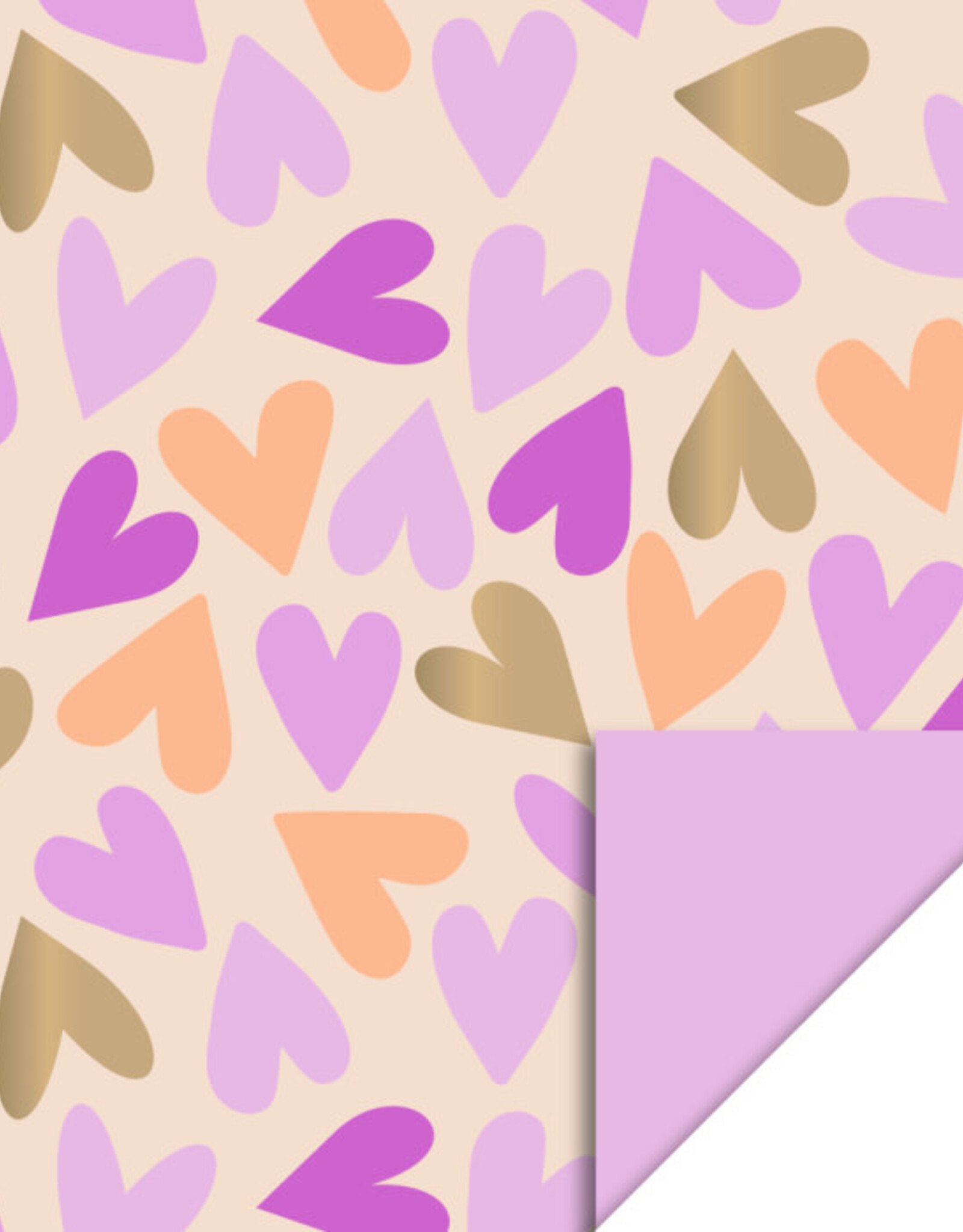 House of Products Cadeauzak - Big Hearts Gold - Pink - 27 x 34 cm - per stuk