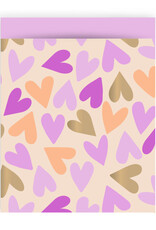 House of Products Cadeauzak - Big Hearts Gold - Pink - 27 x 34 cm - per stuk