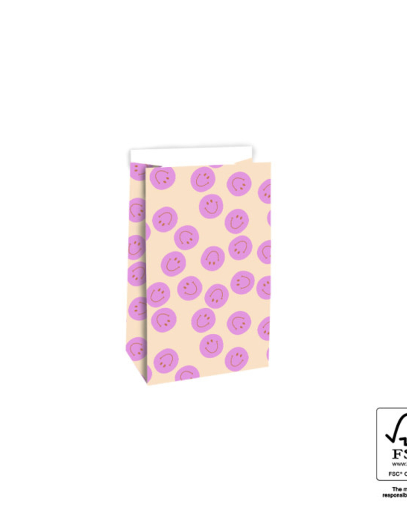 House of Products Blokbodemzak - Smile Pink - 12 x 7 x 19 cm - per stuk